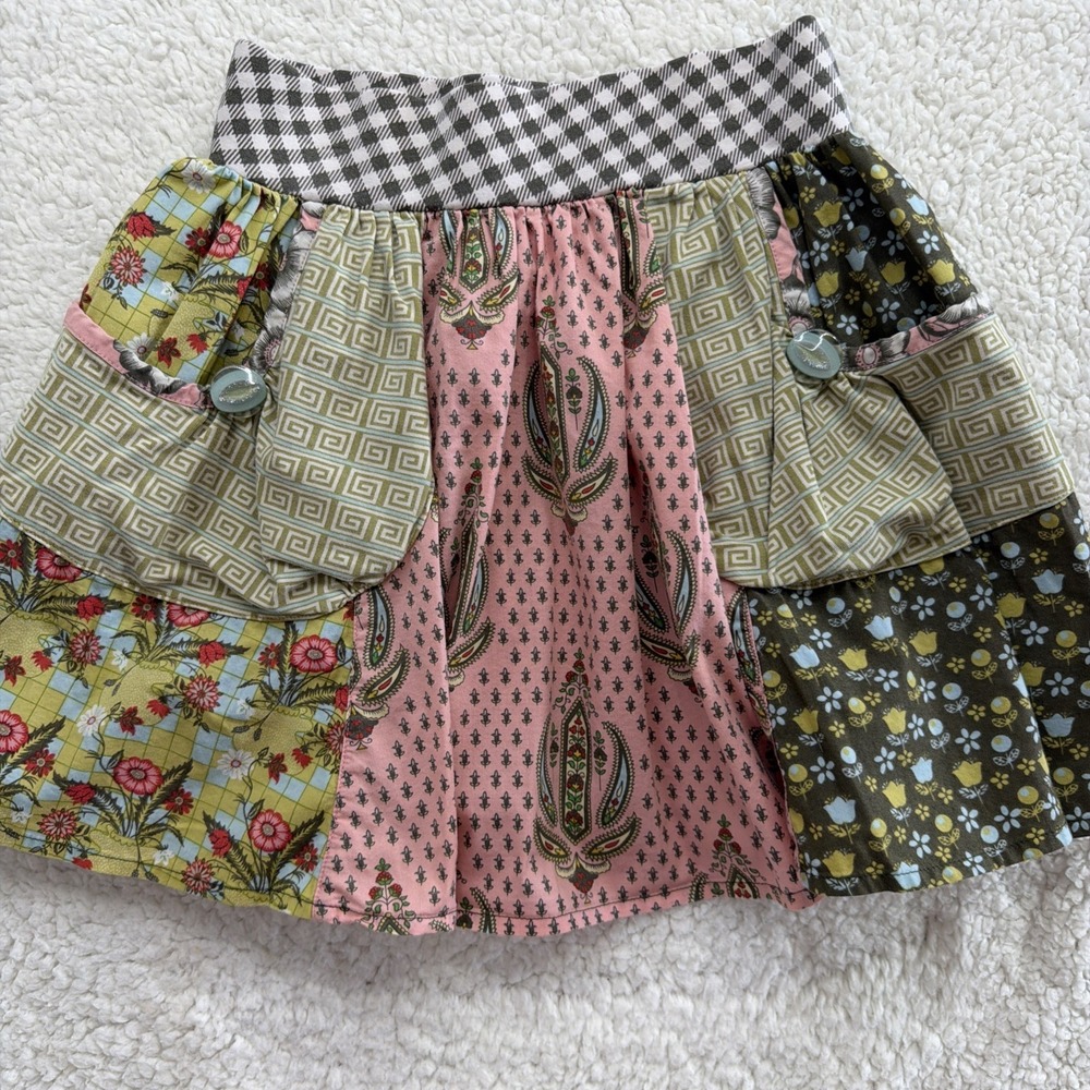 Matilda Jane Serendipity Calico Gabbi Skirt Girls Size 6 Patchwork Pockets
